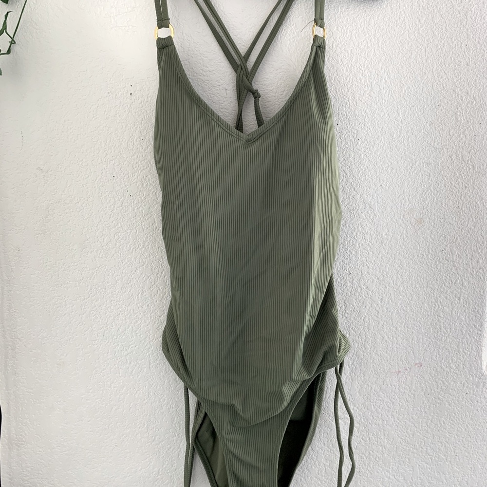 green swim suit